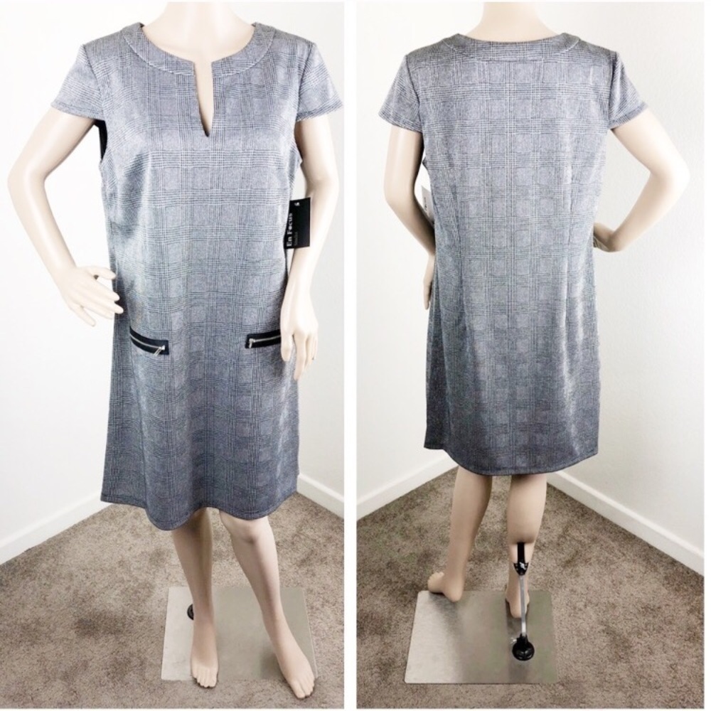 NEW EnFocus Studio metallic silver zippered dress